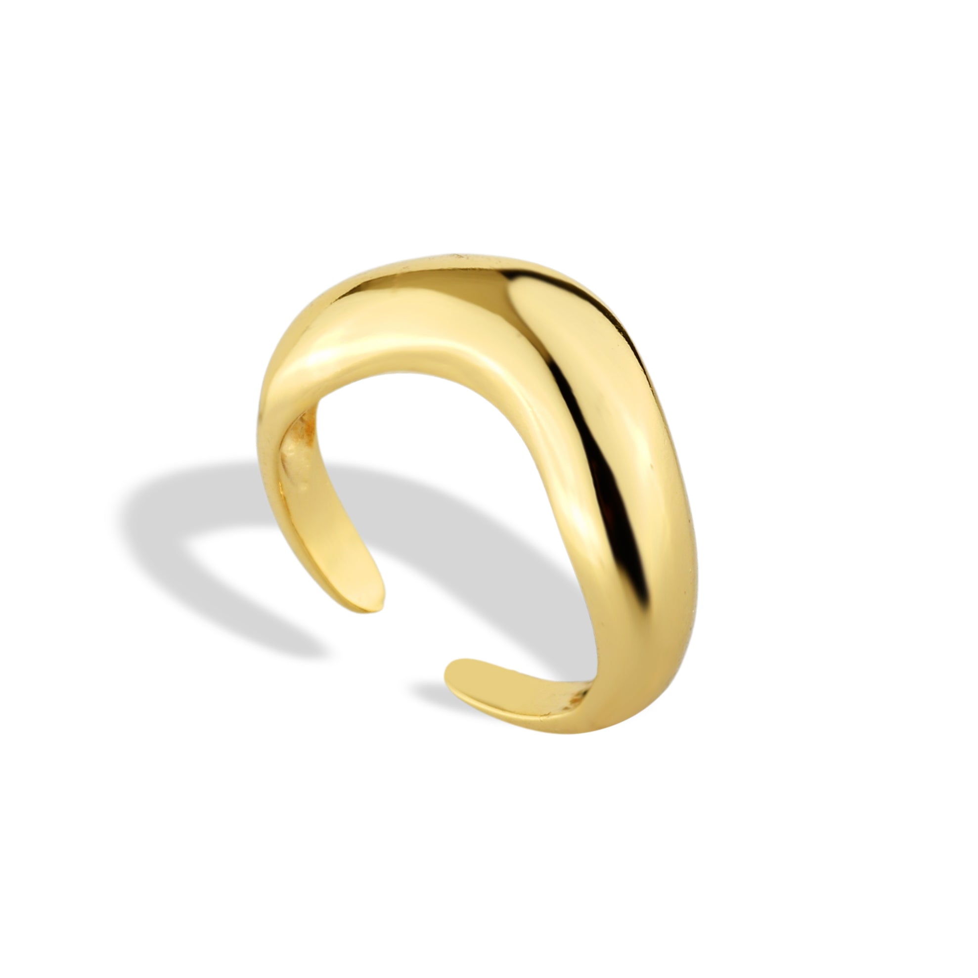 Anel Feminino Ondulado Banhado em Ouro 18K