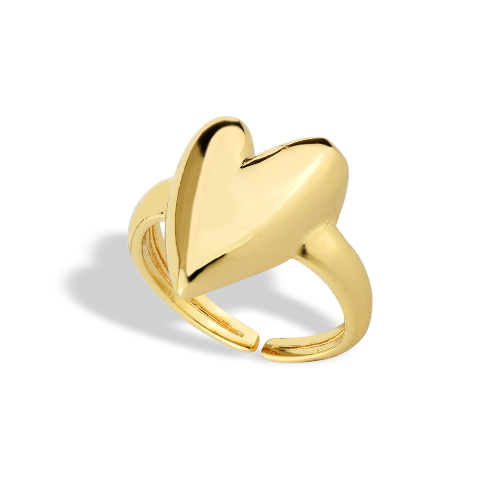 Anel Feminino Coração Esculpido Banhado em Ouro 18K