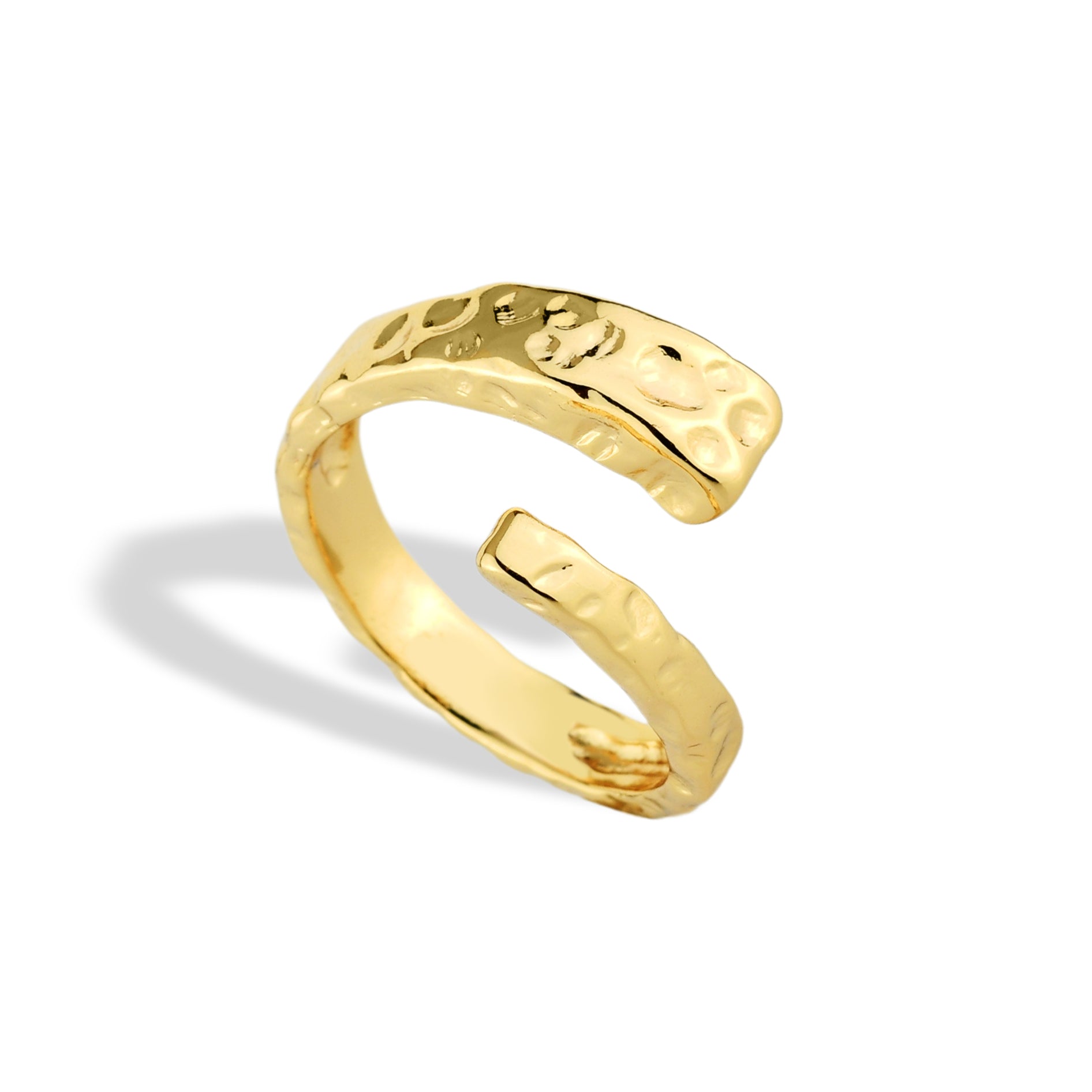 Anel Feminino Texturizado Banhado em Ouro 18K