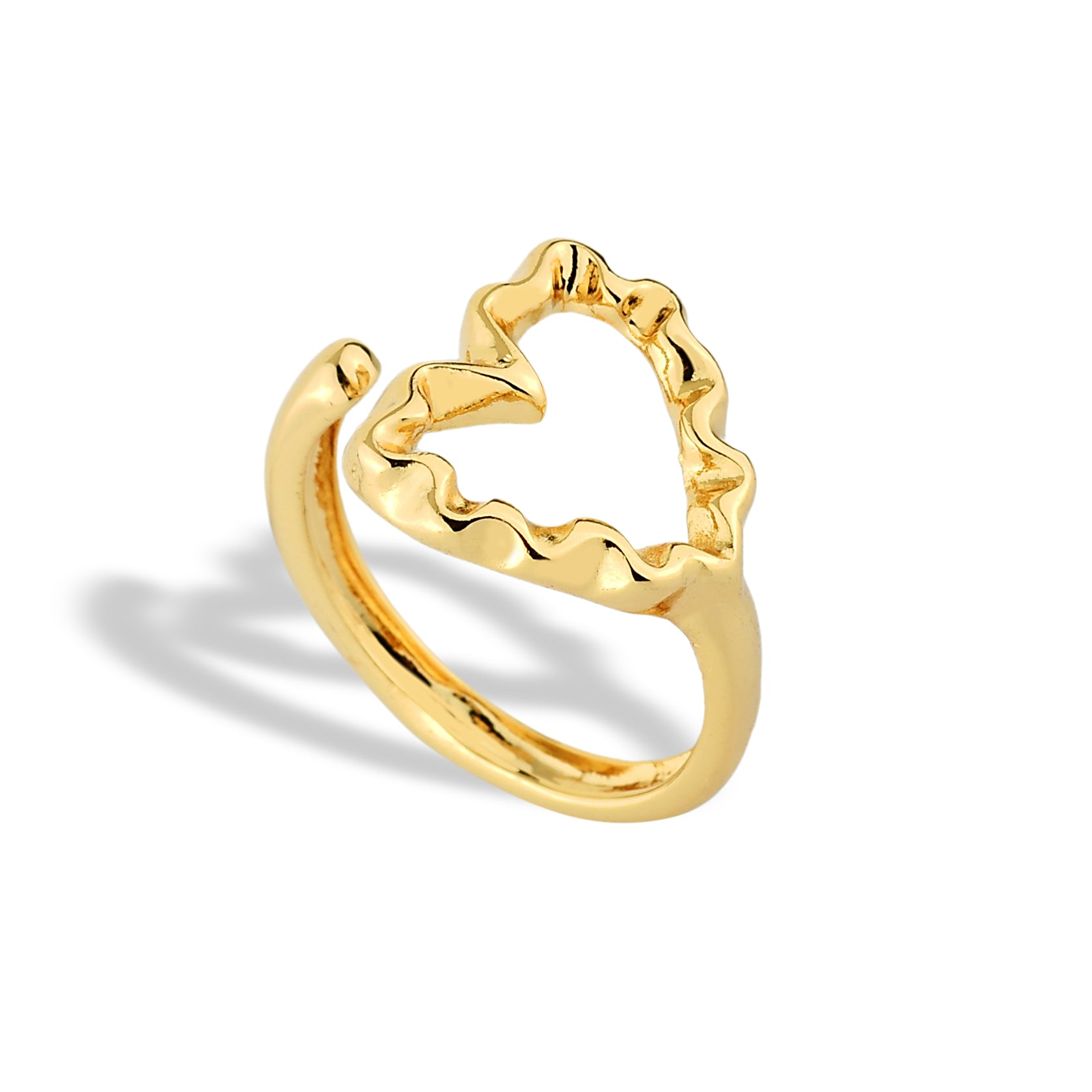 Anel Feminino Coração Vazado Banhado em Ouro 18K