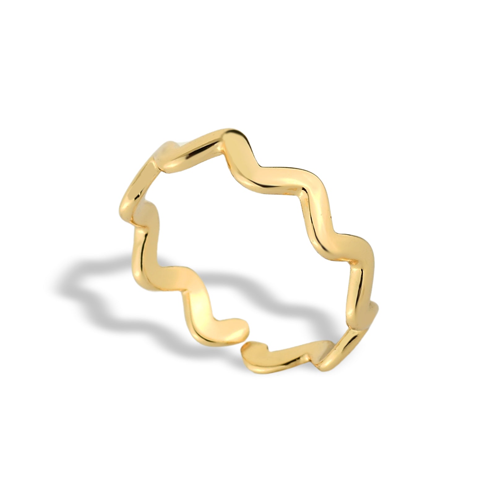Anel Feminino Ondas Banhado em Ouro 18K