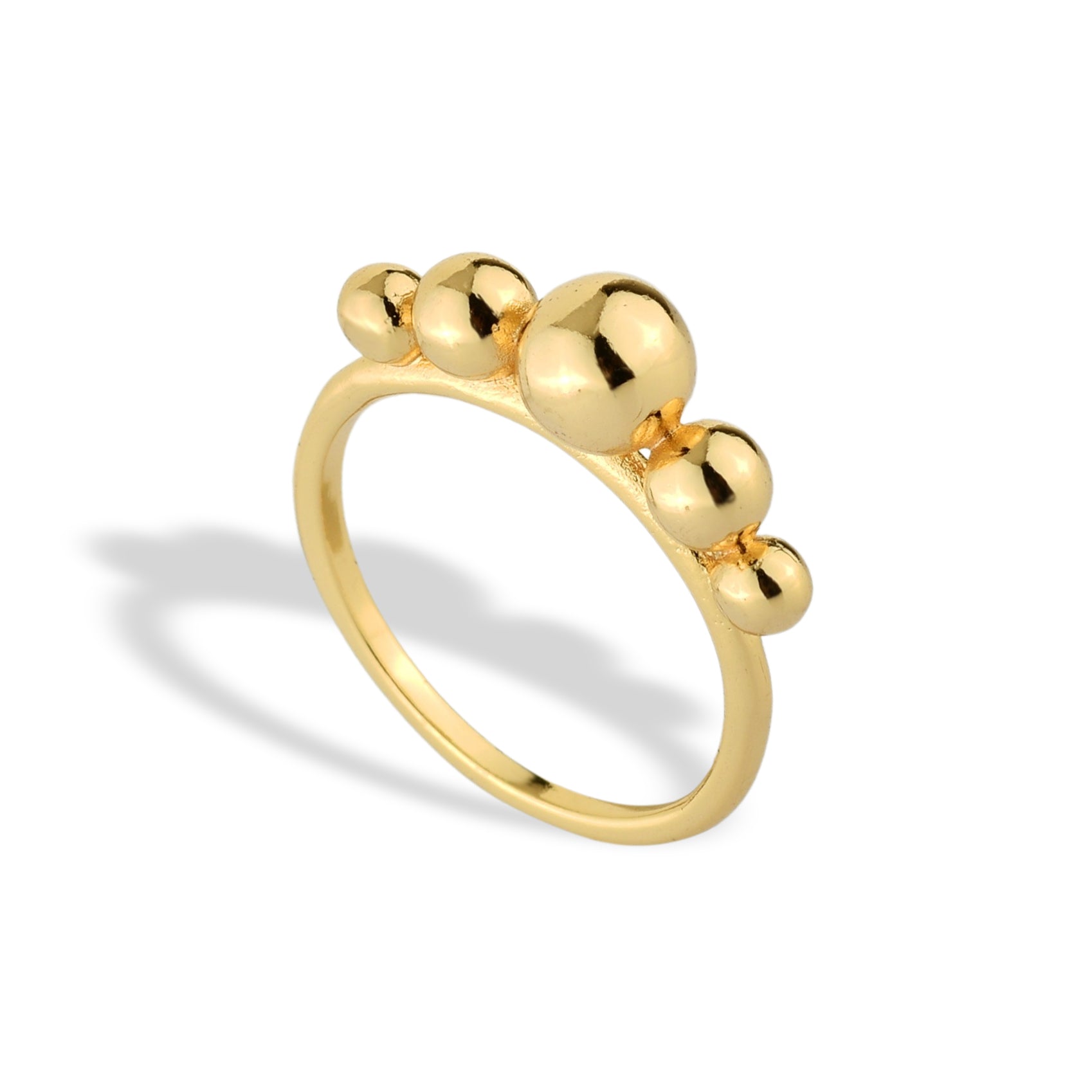 Anel Feminino Bolas Banhado em Ouro 18K