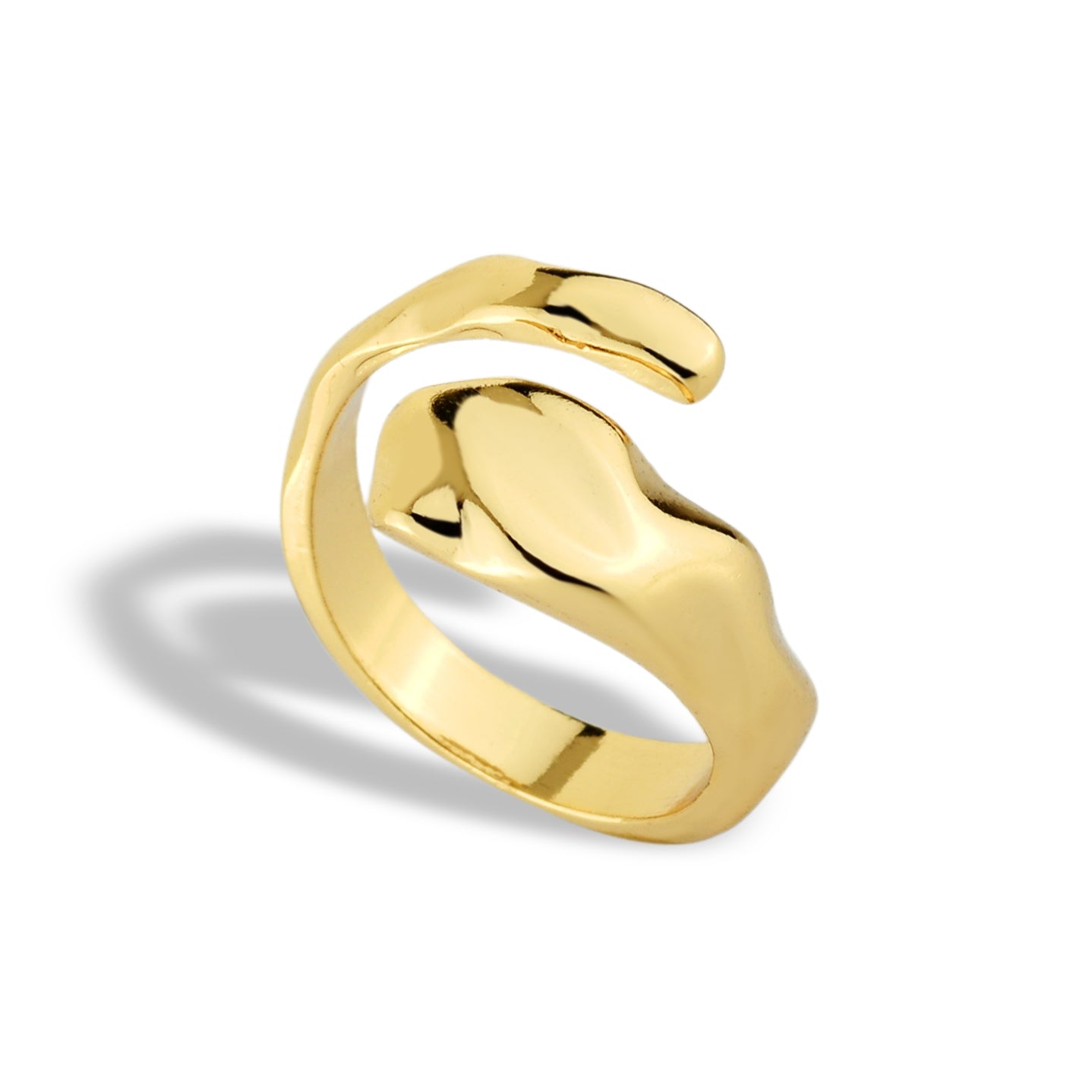 Anel Feminino Abraço Banhado em Ouro 18K