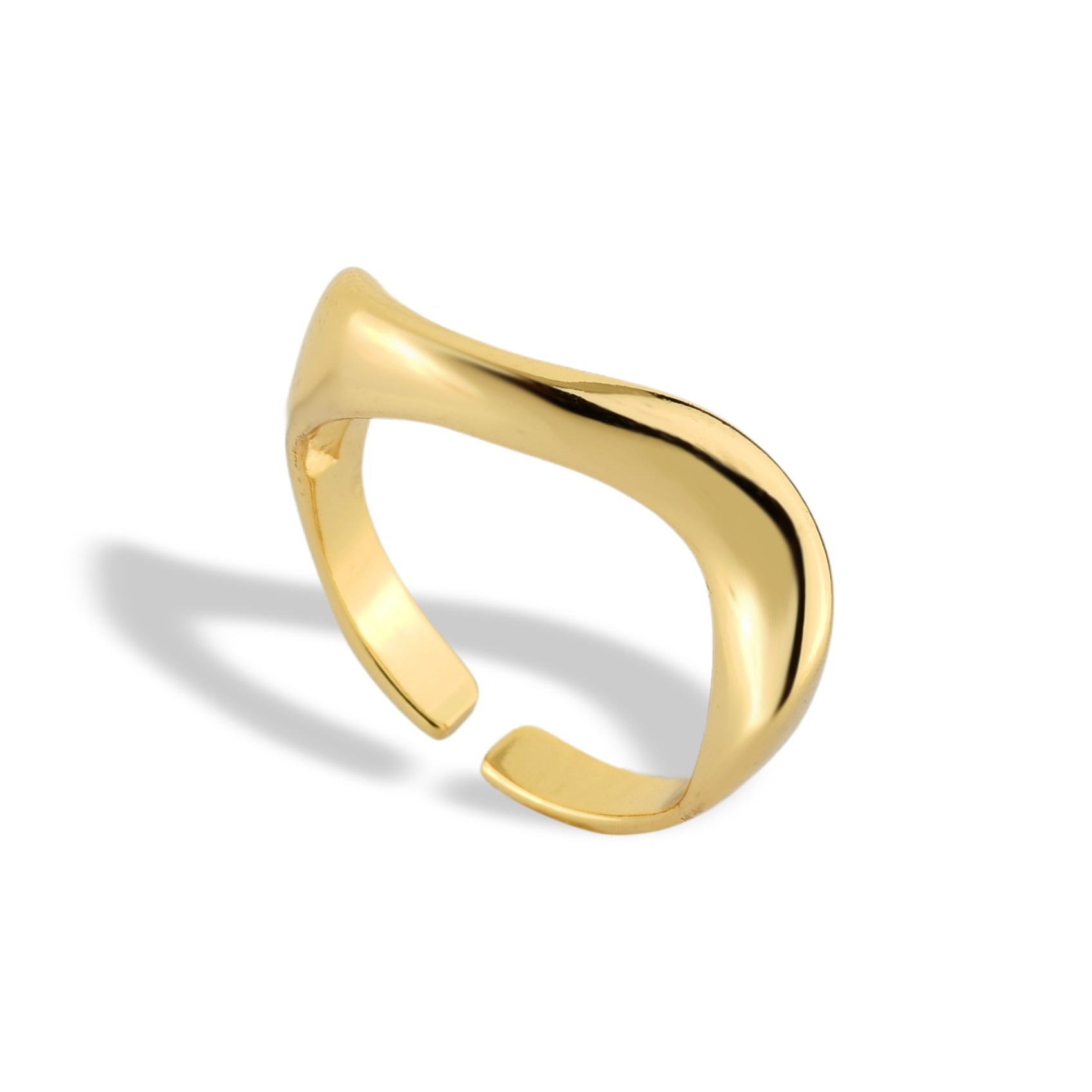 Anel Feminino Traço Banhado em Ouro 18K