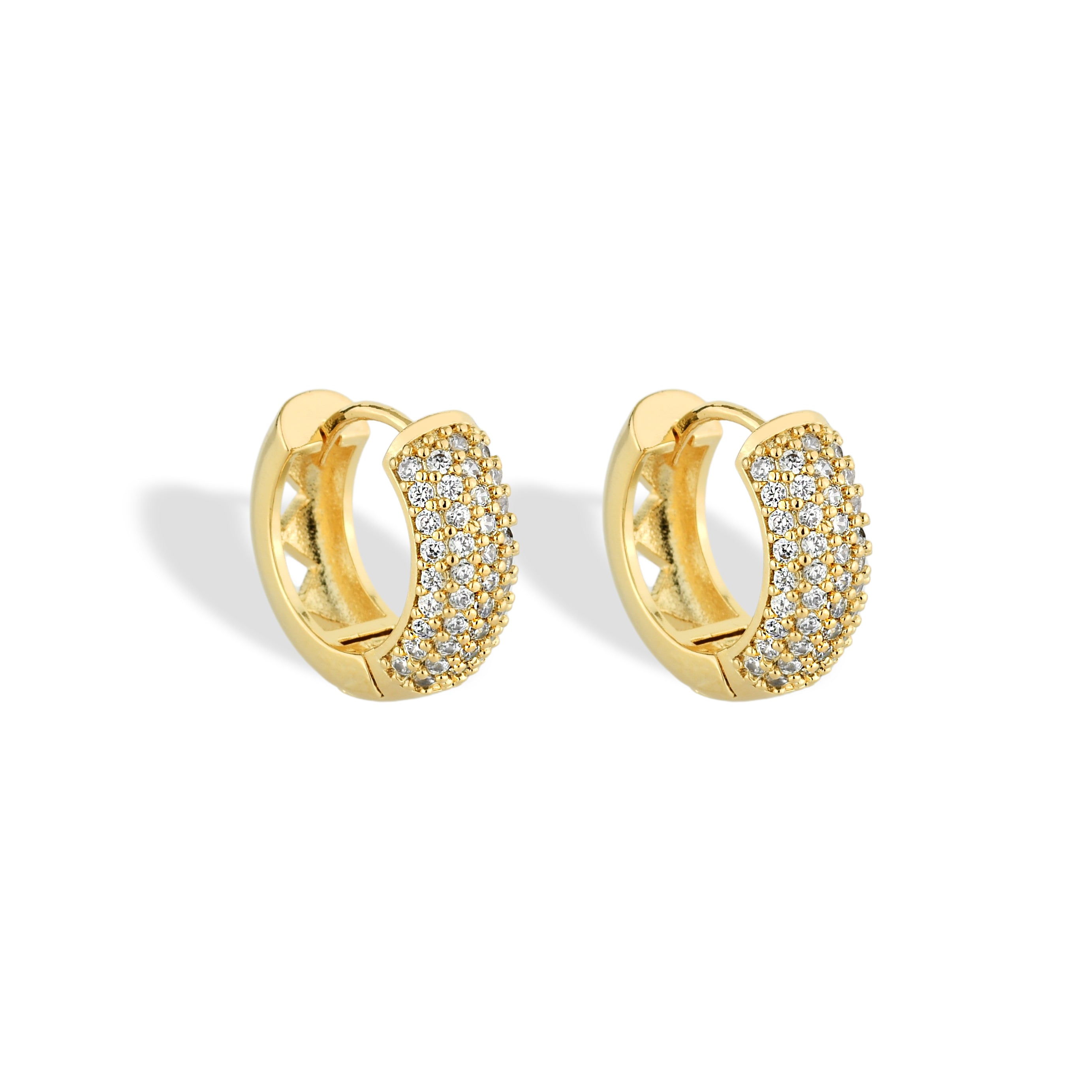 Brinco Feminino Argola Hoop Cravejado com Zircônias Banhado em Ouro 18K