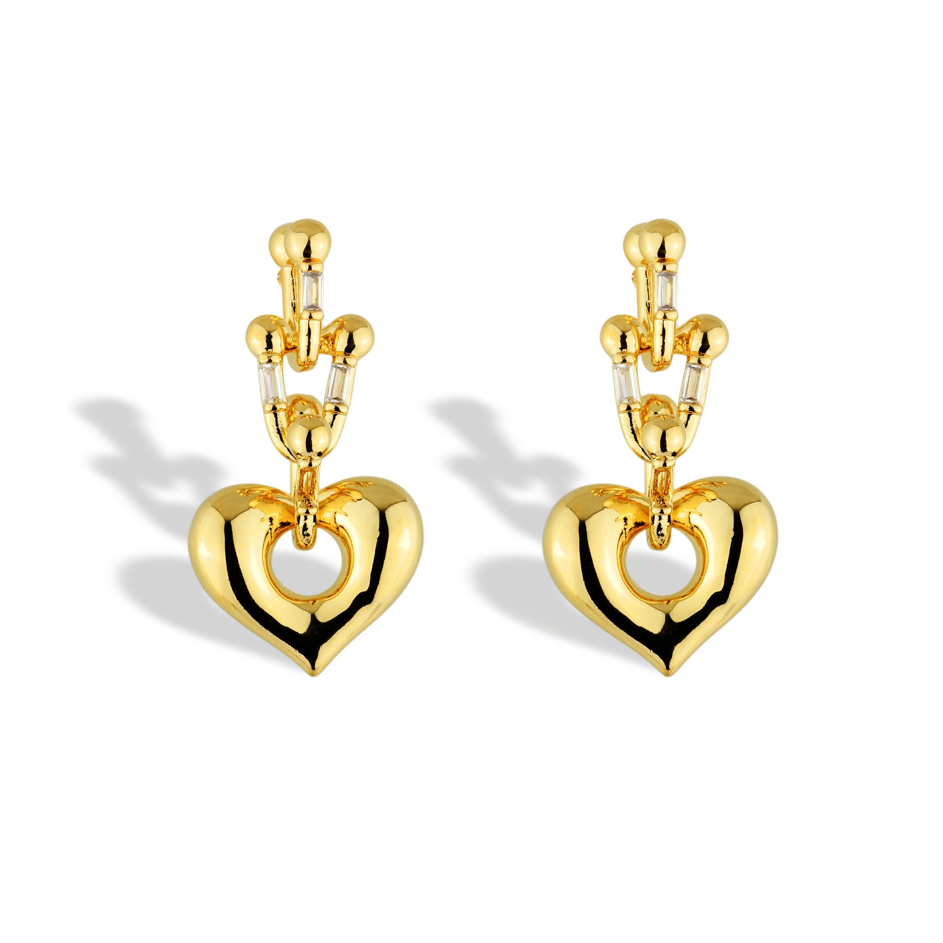 Brinco Feminino Coração Banhado em Ouro 18K