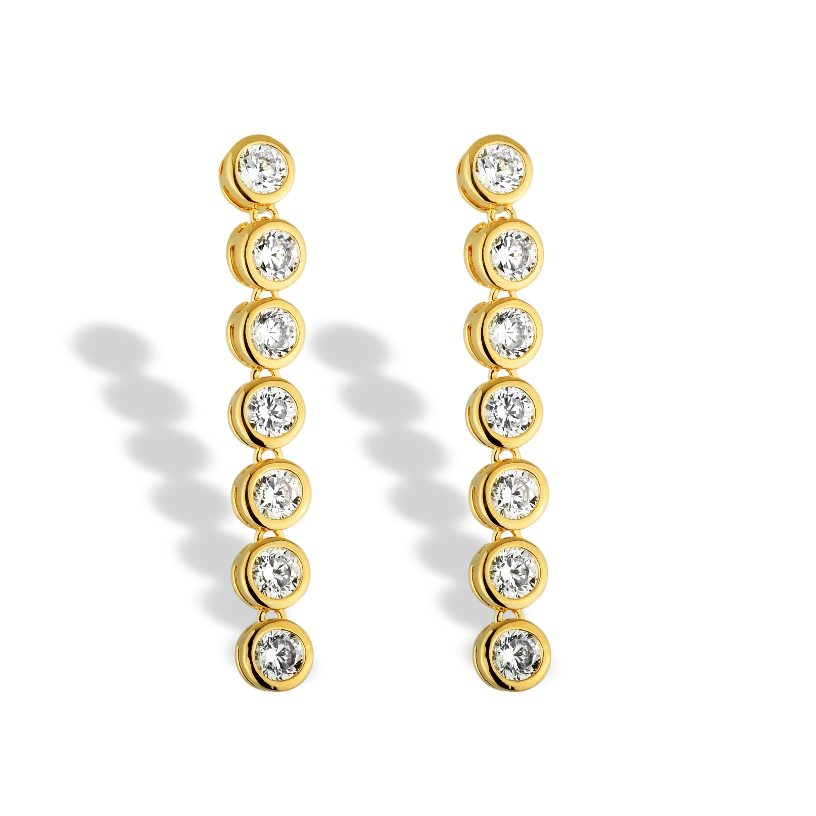 Brinco Feminino Pontos de Luz Cravejado com Zircônias Banhado em Ouro 18K
