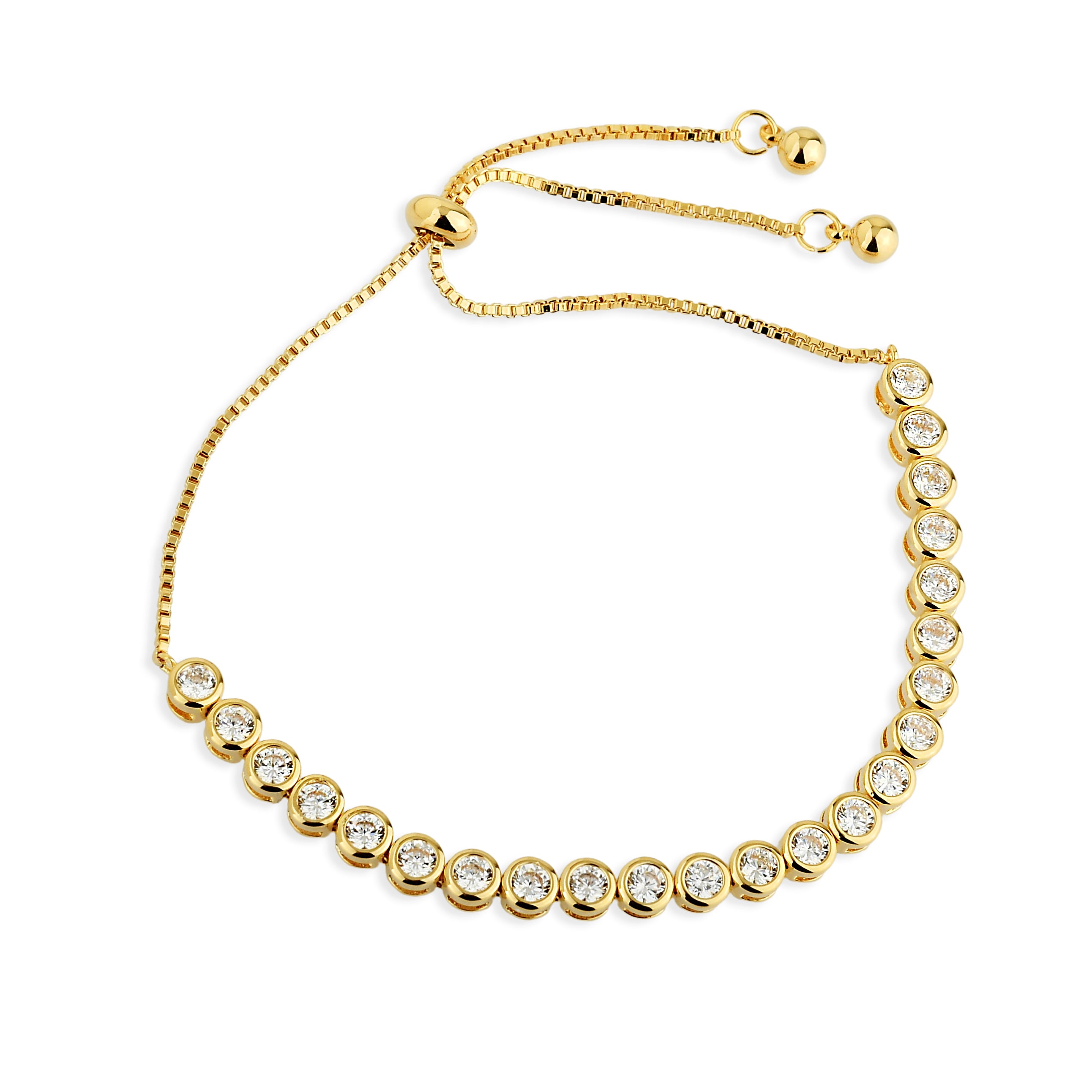 Pulseira Feminina Premium Pontos de Luz Cravejada com Zircônias Banhado em Ouro 18K