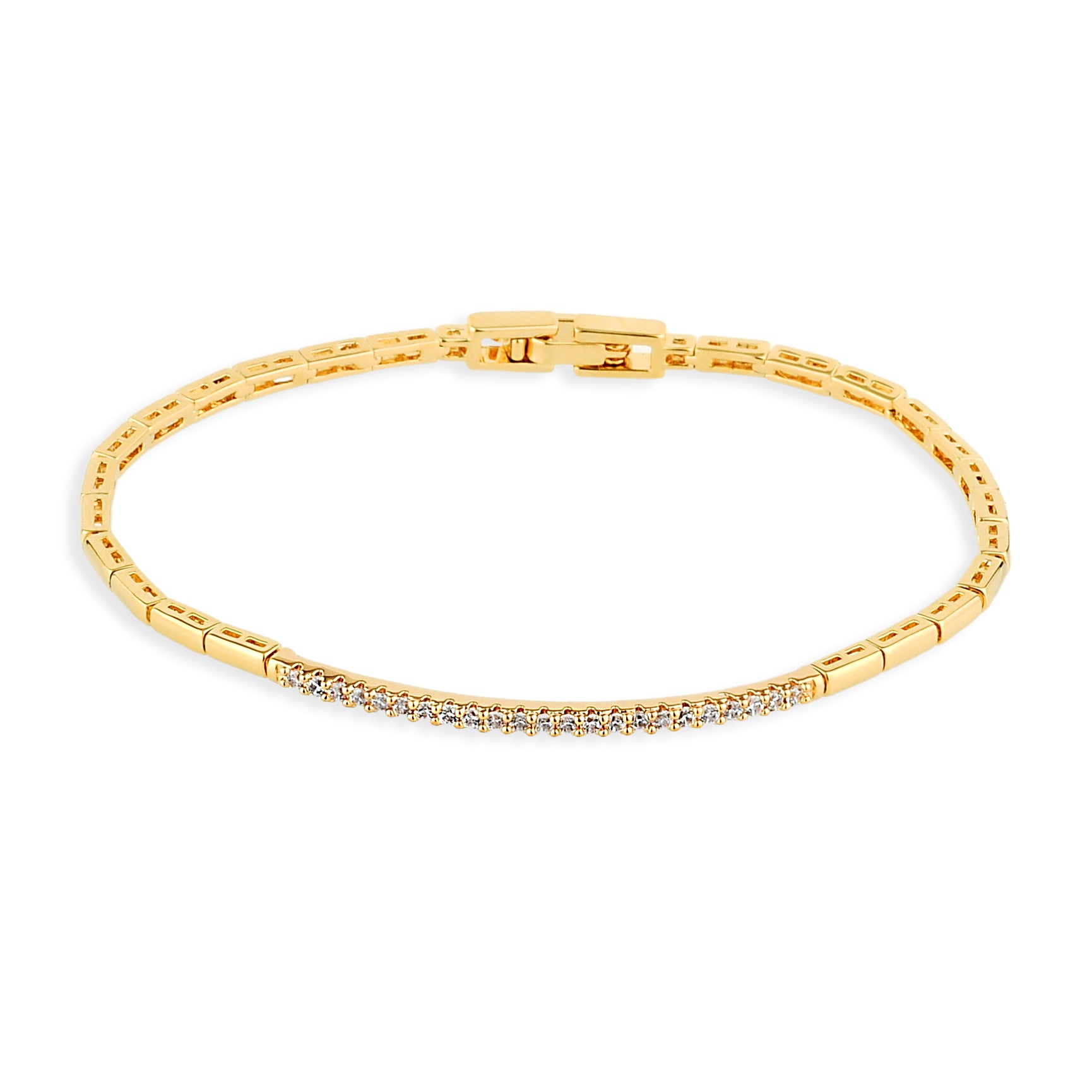 Pulseira Feminina Premium Elegance Slim Cravejada com Zircônias Banhado em Ouro 18K