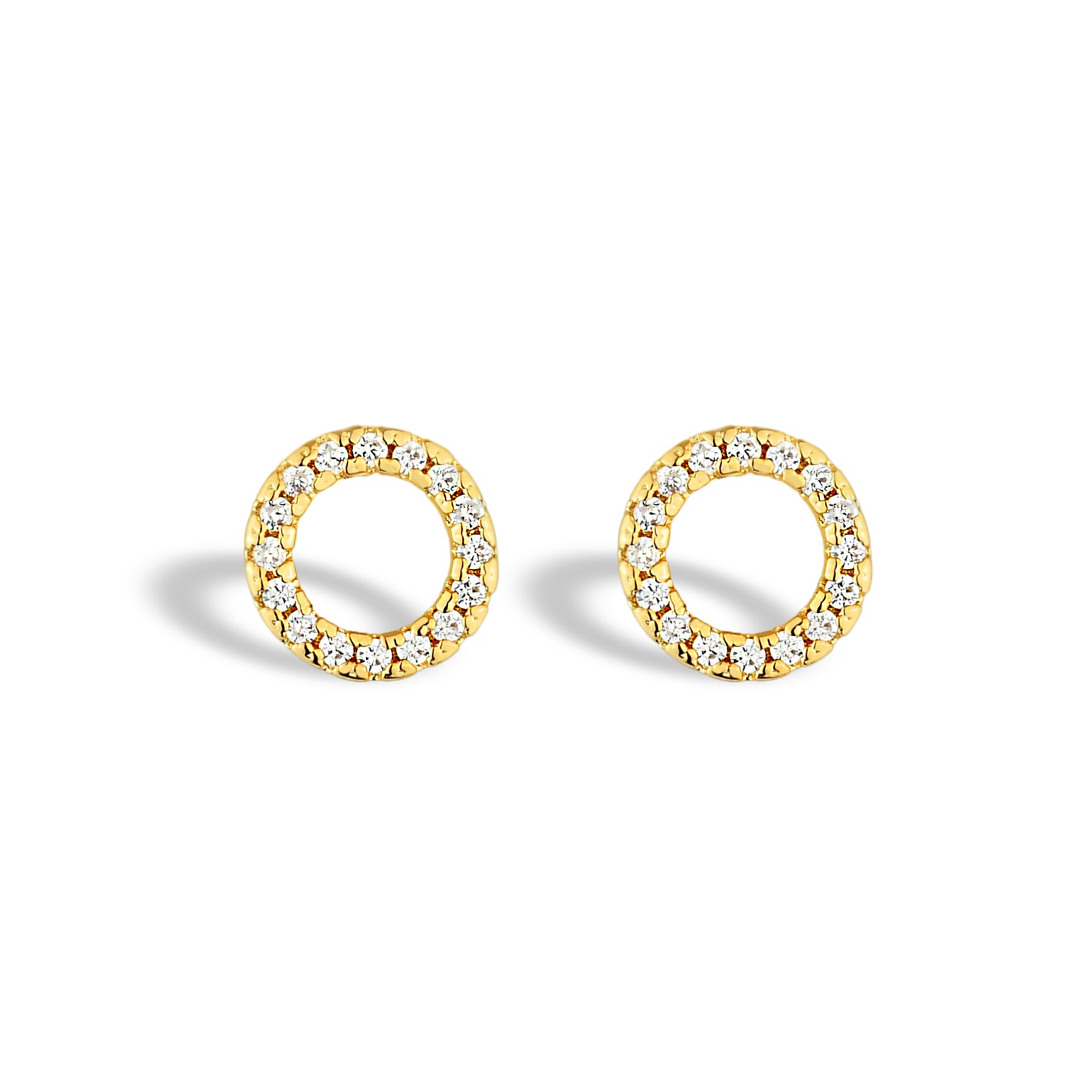 Brinco Feminino Círculo Cravejado com Zircônias Banhado em Ouro 18K