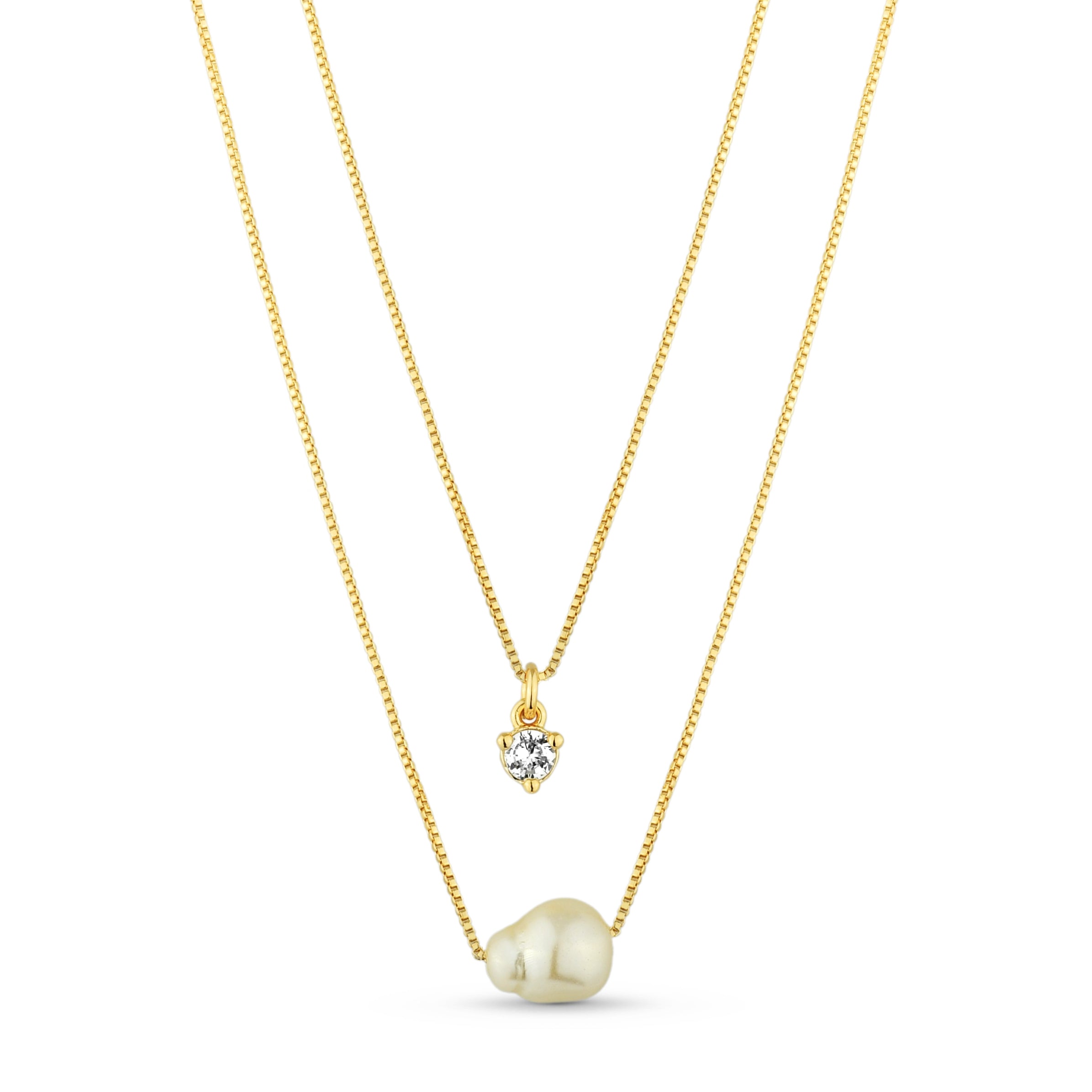 Colar Feminino Duplo com Zircônia Banhado em Ouro 18K