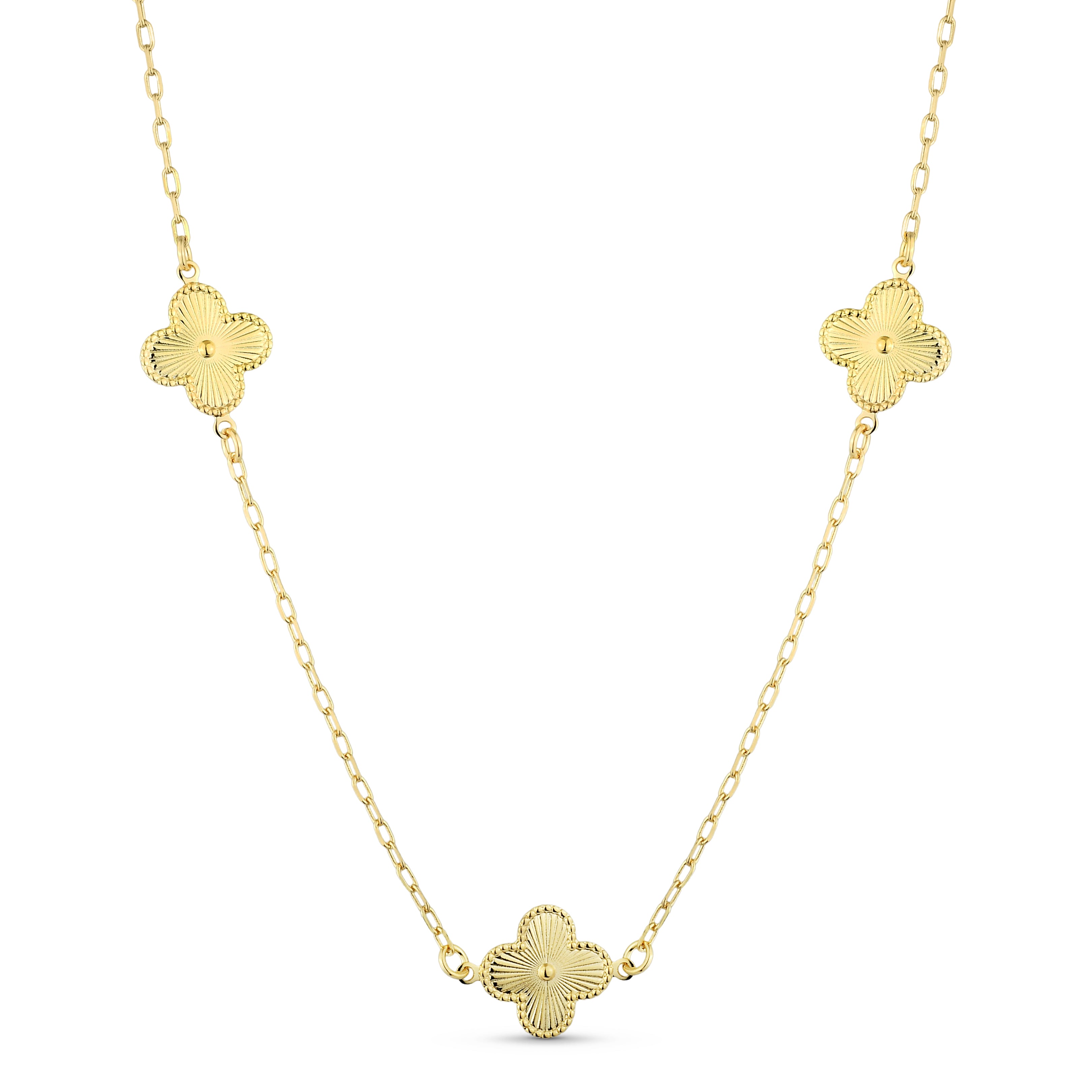 Colar Feminino Trevos de Ouro Banhado em Ouro 18K