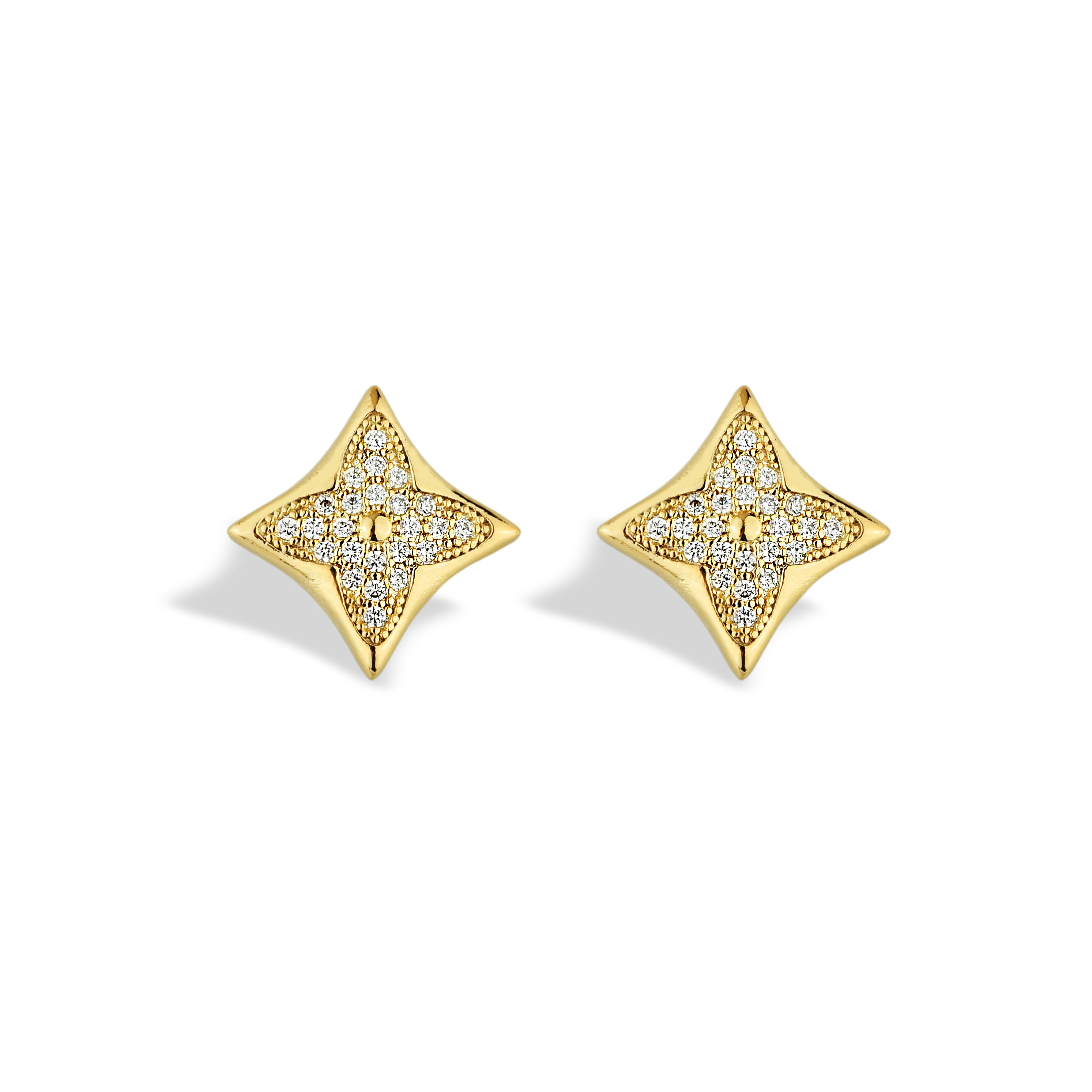 Brinco Feminino Estrela Cravejado com Zircônias Banhado em Ouro 18K