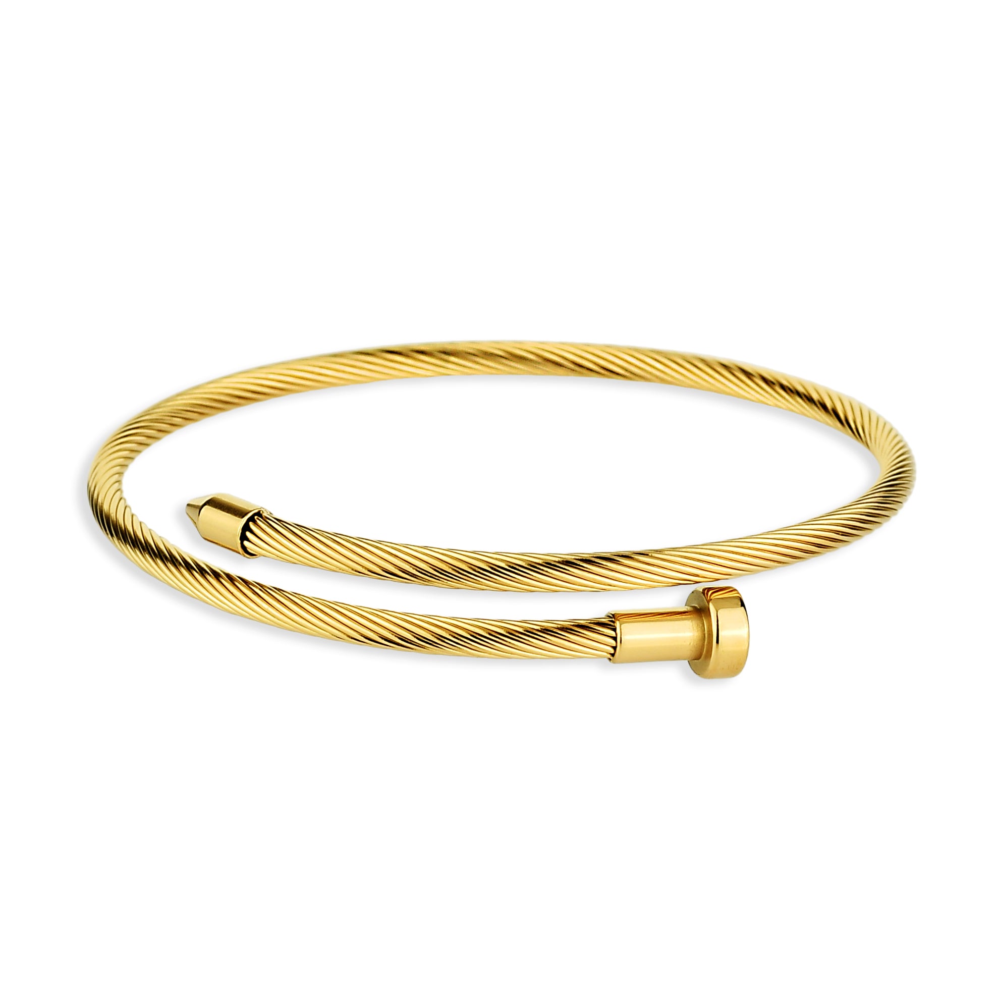 Bracelete Feminino Prego Torcido Banhado em Ouro 18K