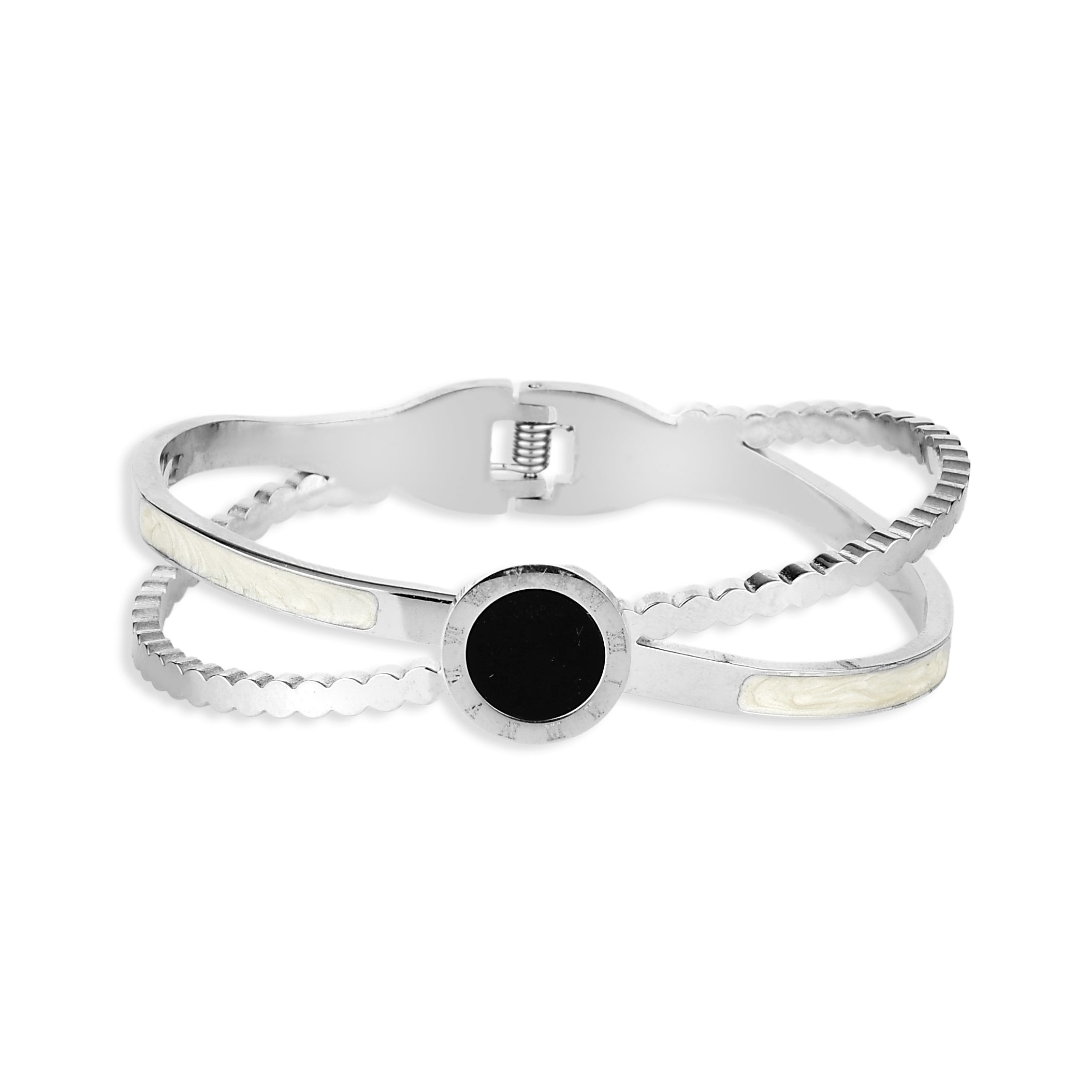 Bracelete Feminino Ônix Cravejado com Zircônias Banhado em Ouro 18K