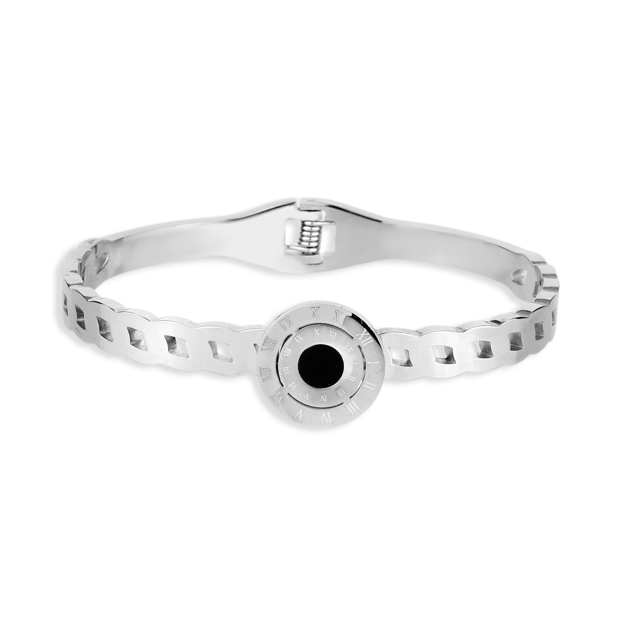 Bracelete Feminino Ônix Ondulado Banhado em Prata 925