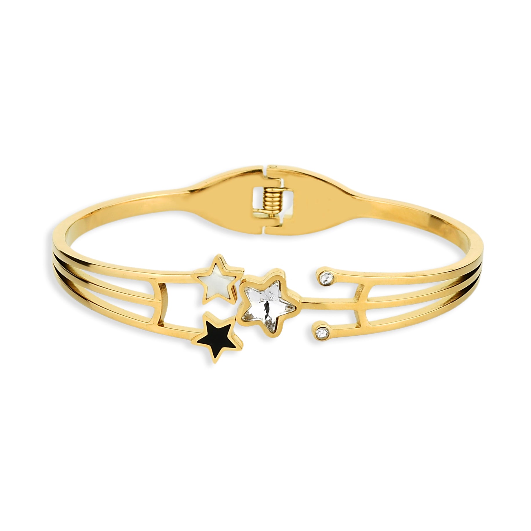Bracelete Feminino Estrelas Cravejado com Zircônias Banhado em Ouro 18K