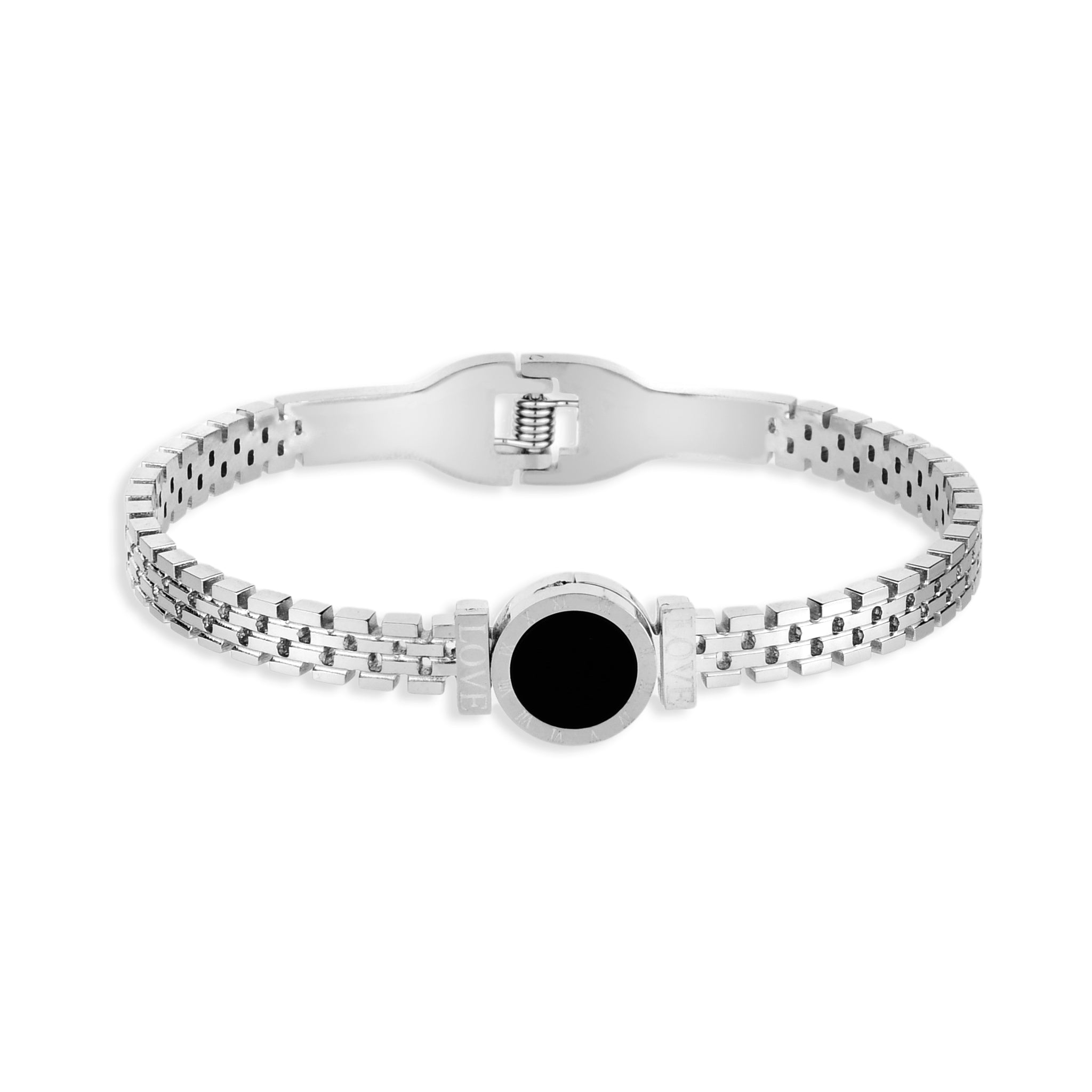 Bracelete Feminino Ônix Banhado em Prata 925
