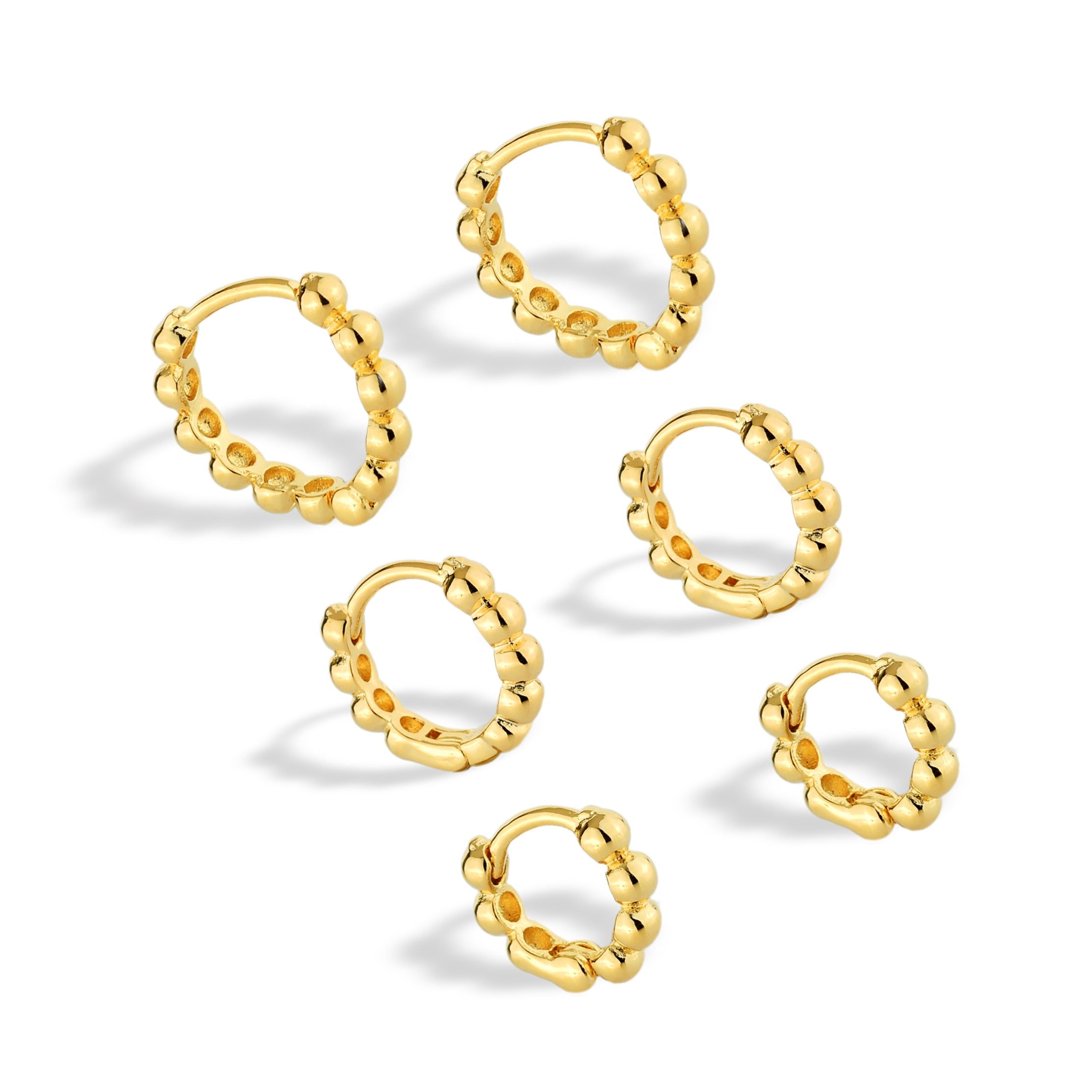 Brinco Feminino Trio de Argolas Texturizadas Banhado em Ouro 18K