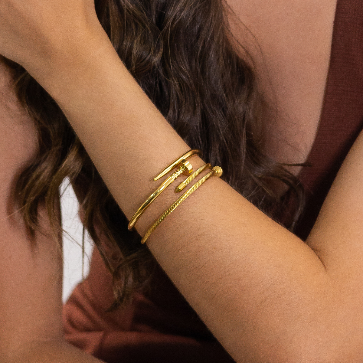 Bracelete Feminino Prego Banhado em Ouro 18K