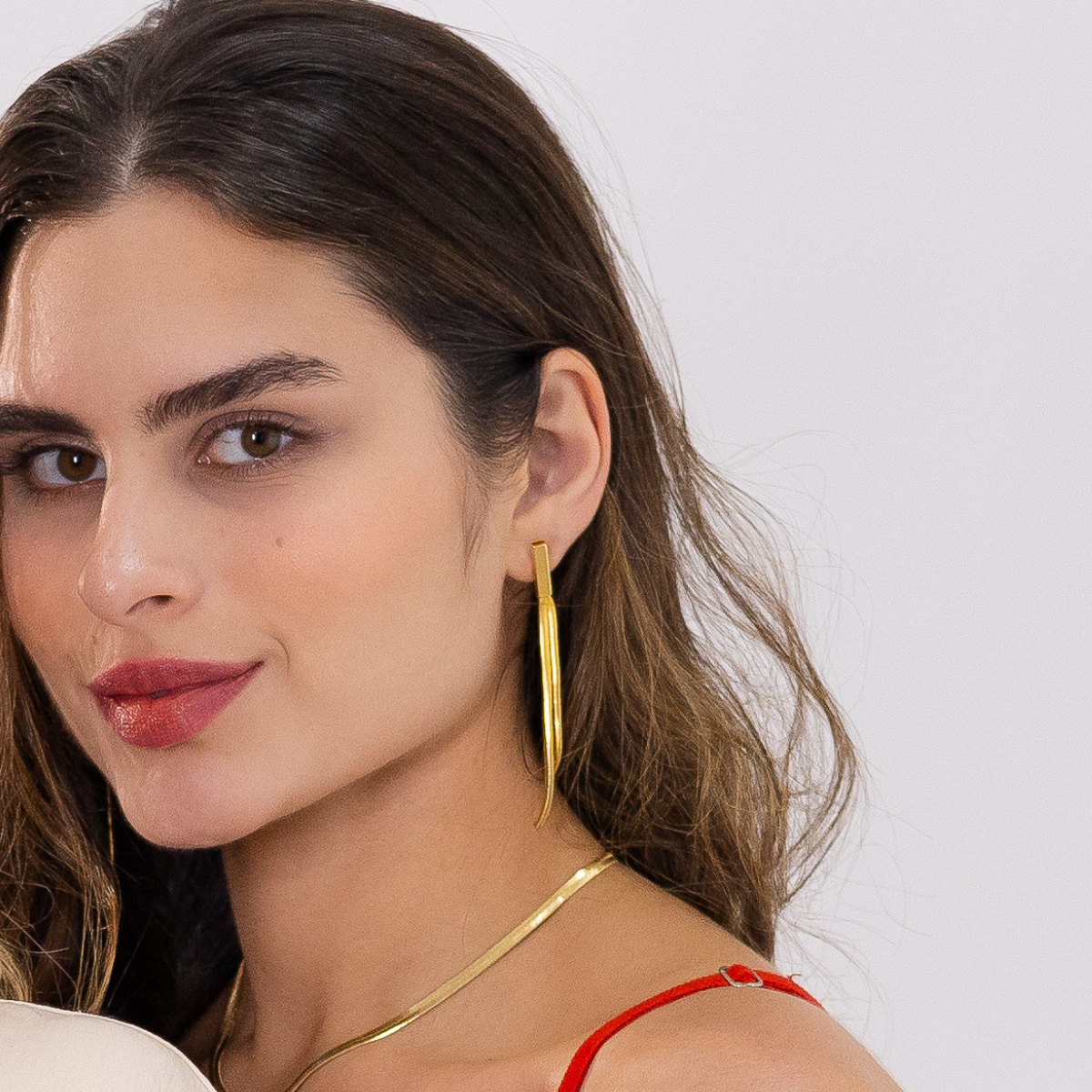 Brinco Feminino Malha Snake Banhado em Ouro 18K