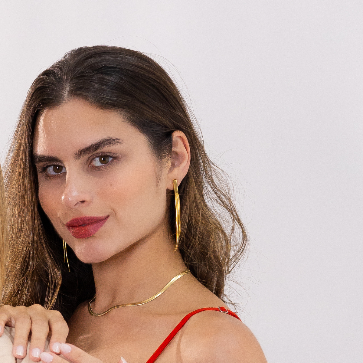 Brinco Feminino Malha Snake Banhado em Ouro 18K