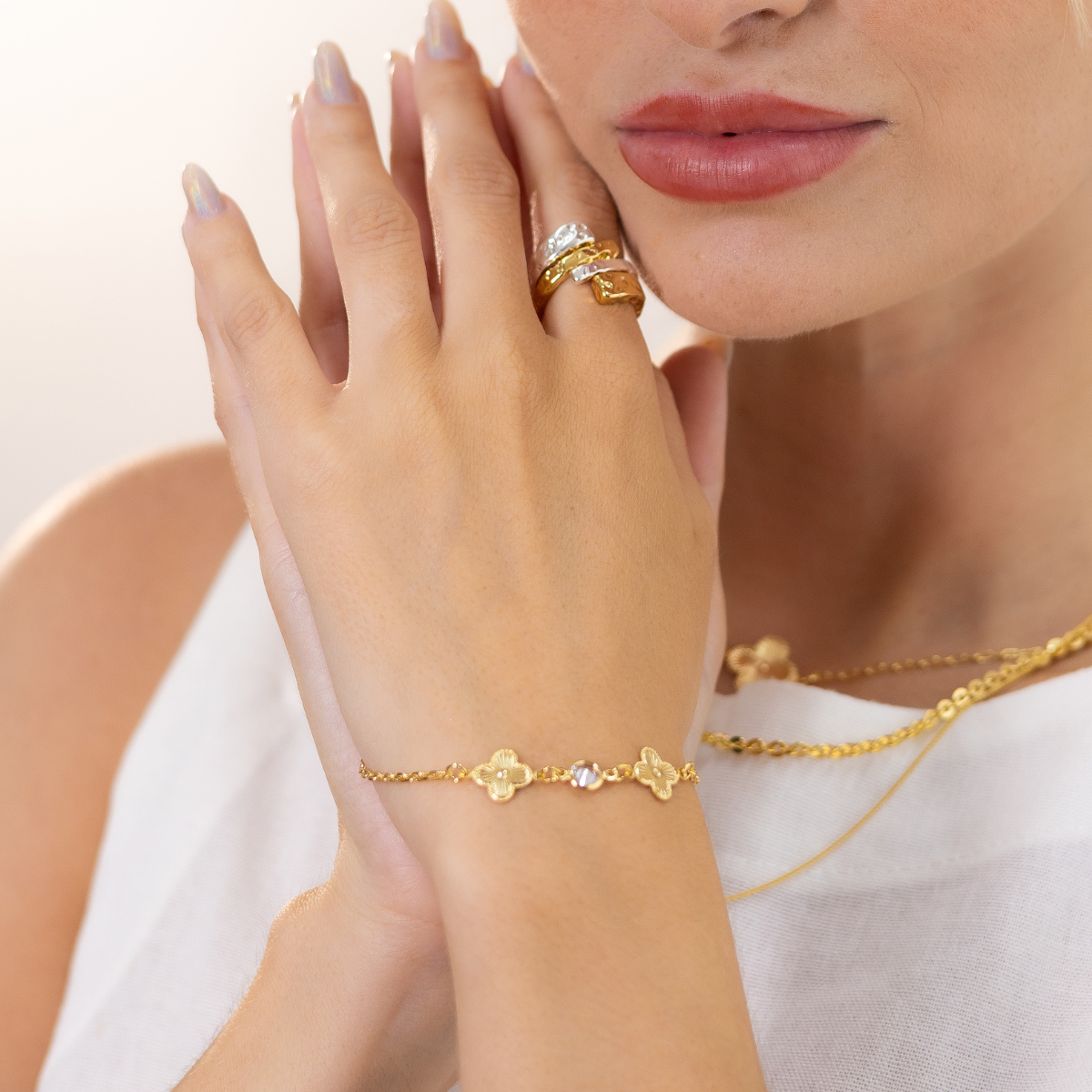 Anel Feminino Texturizado Banhado em Ouro 18K