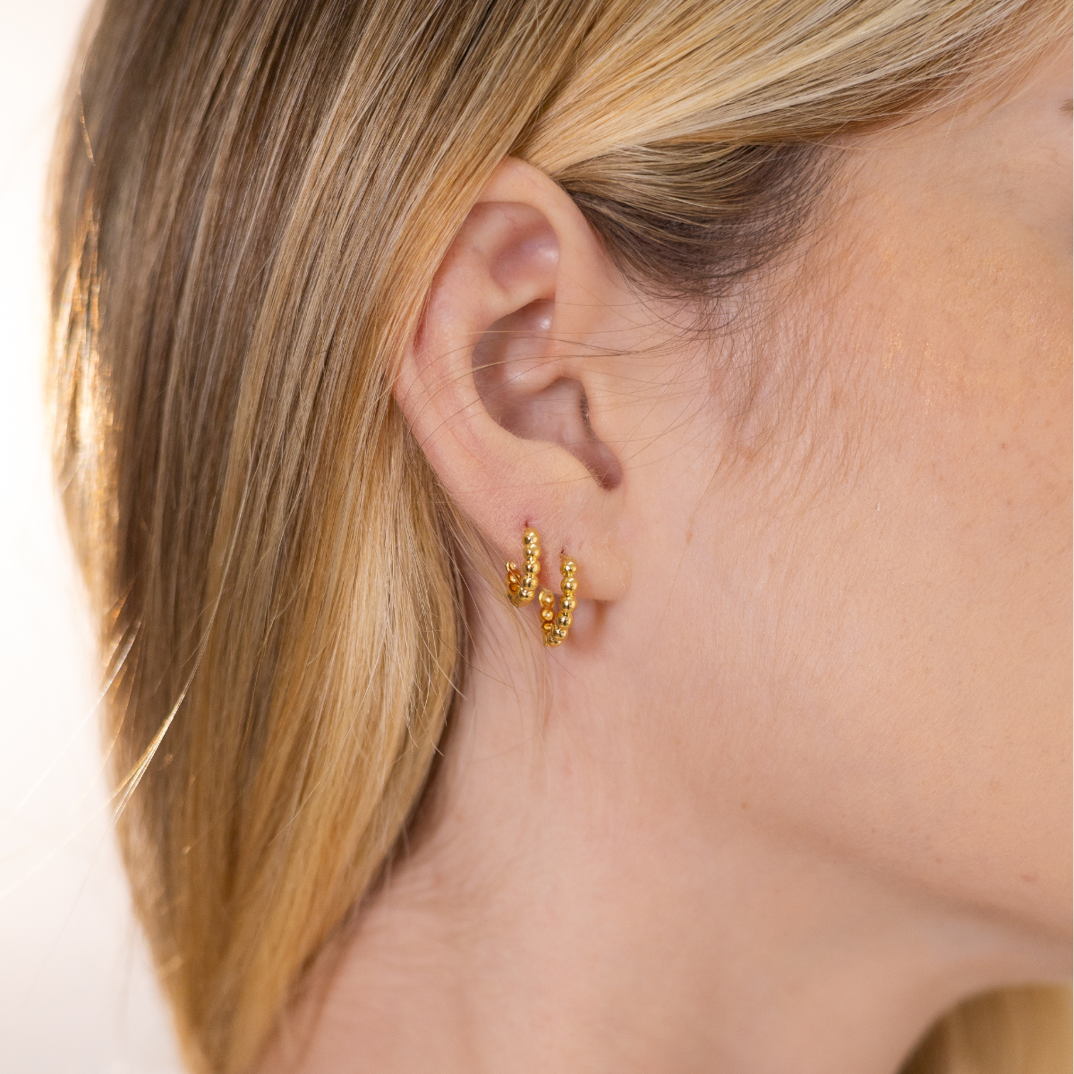 Brinco Feminino Trio de Argolas Texturizadas Banhado em Ouro 18K