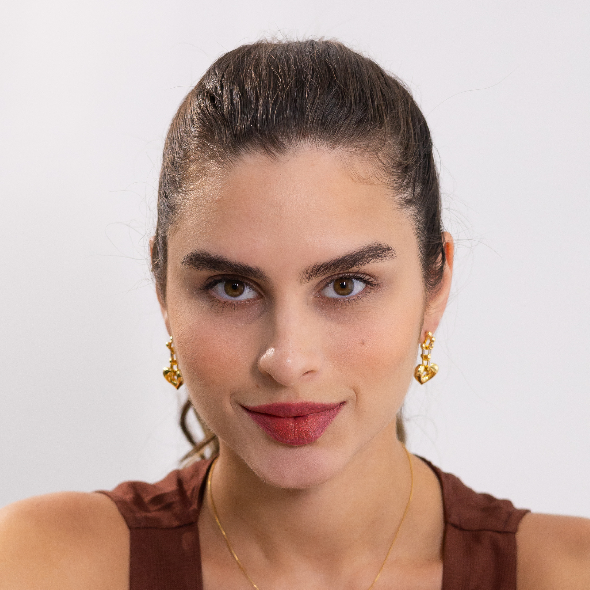 Brinco Feminino Coração Banhado em Ouro 18K