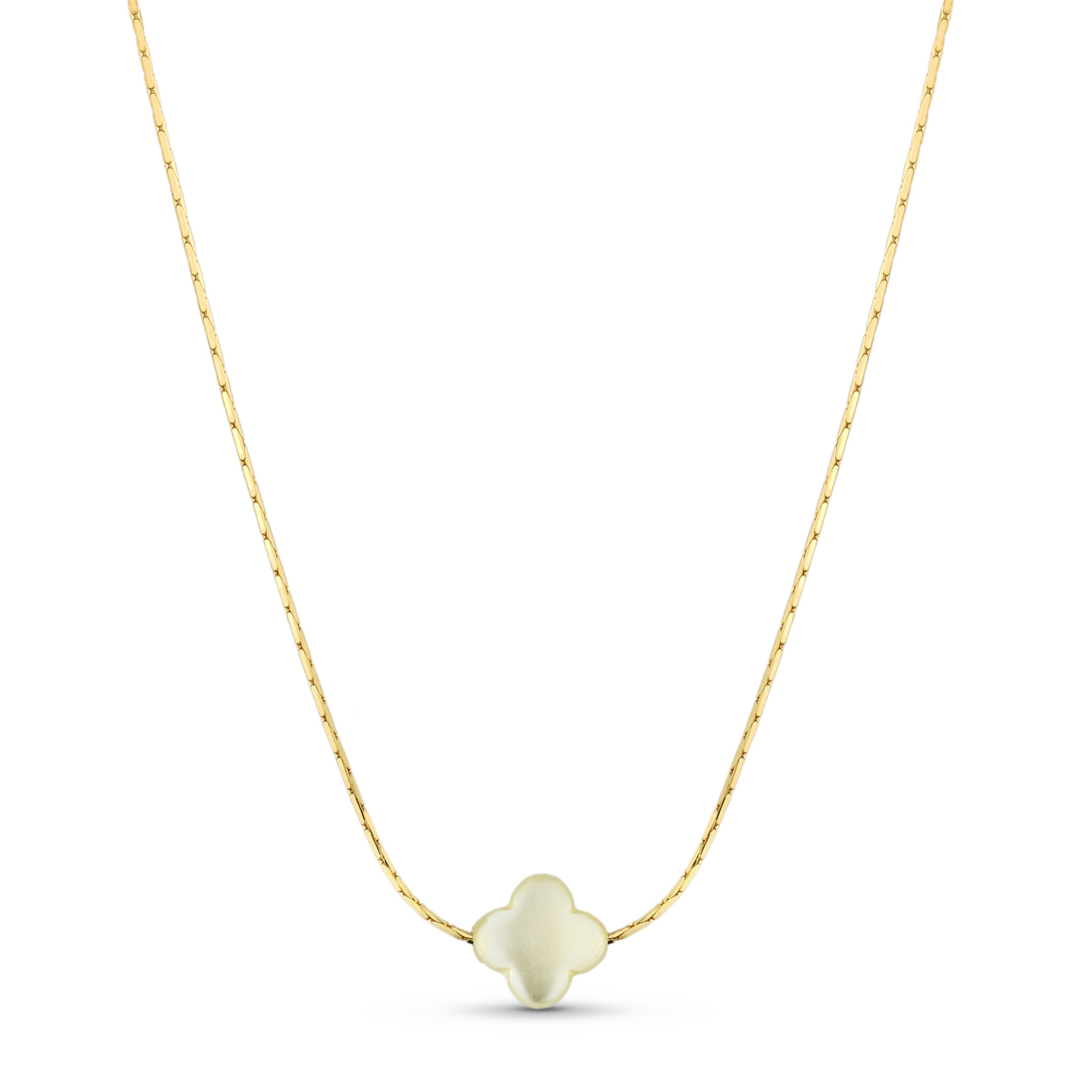 Colar Feminino Trevo Perolado Banhado em Ouro 18K